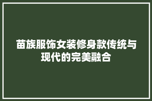 苗族服饰女装修身款传统与现代的完美融合