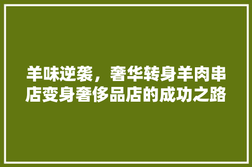 羊味逆袭，奢华转身羊肉串店变身奢侈品店的成功之路