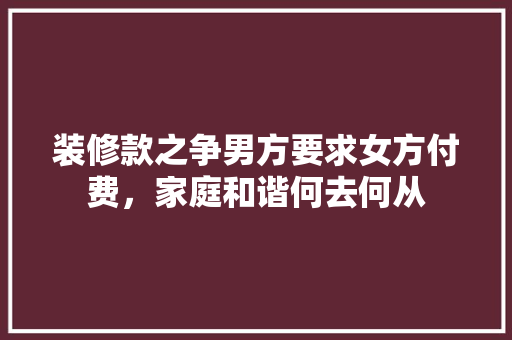 装修款之争男方要求女方付费，家庭和谐何去何从
