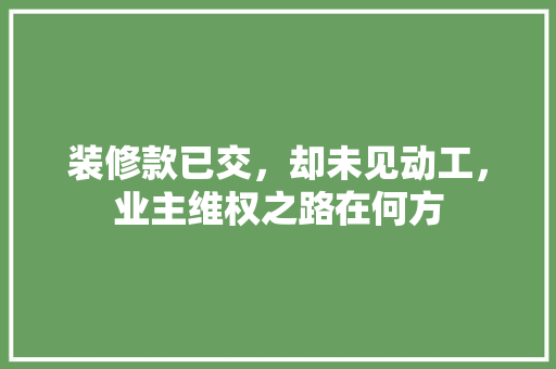 装修款已交，却未见动工，业主维权之路在何方