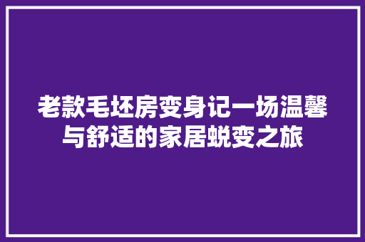 老款毛坯房变身记一场温馨与舒适的家居蜕变之旅