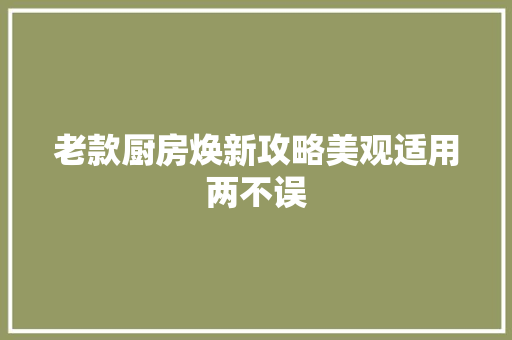 老款厨房焕新攻略美观适用两不误