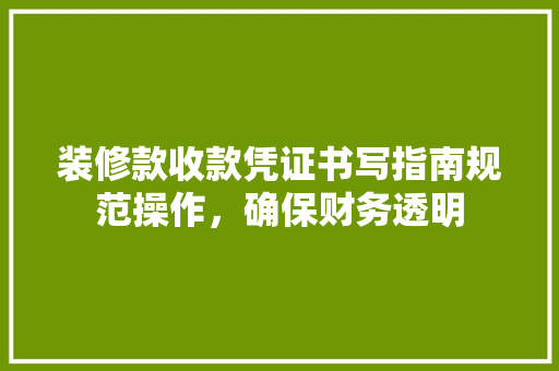 装修款收款凭证书写指南规范操作，确保财务透明