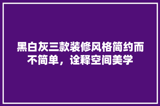 黑白灰三款装修风格简约而不简单，诠释空间美学