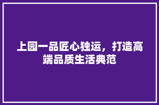 上园一品匠心独运，打造高端品质生活典范  第1张