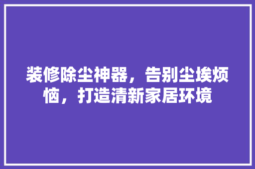 装修除尘神器，告别尘埃烦恼，打造清新家居环境