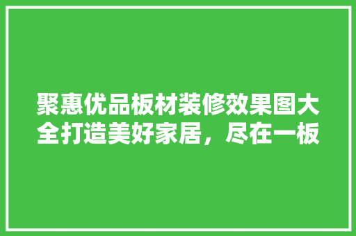 聚惠优品板材装修效果图大全打造美好家居，尽在一板之间