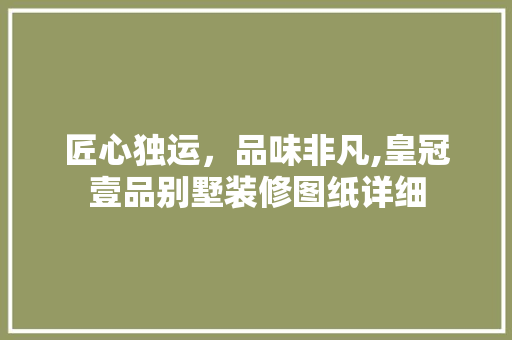 匠心独运，品味非凡,皇冠壹品别墅装修图纸详细
