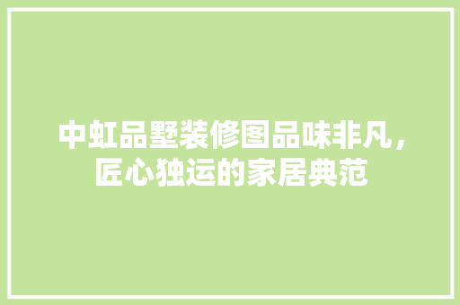 中虹品墅装修图品味非凡，匠心独运的家居典范