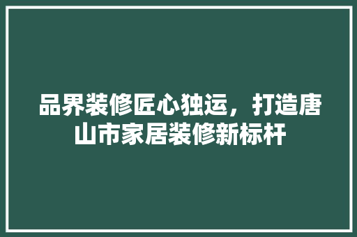 品界装修匠心独运，打造唐山市家居装修新标杆  第1张