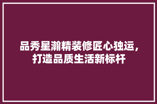 品秀星瀚精装修匠心独运，打造品质生活新标杆  第1张