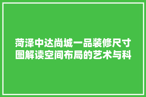 菏泽中达尚城一品装修尺寸图解读空间布局的艺术与科学