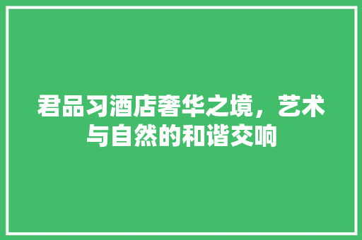 君品习酒店奢华之境，艺术与自然的和谐交响