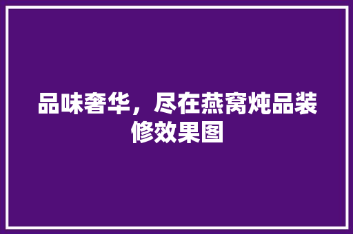 品味奢华，尽在燕窝炖品装修效果图