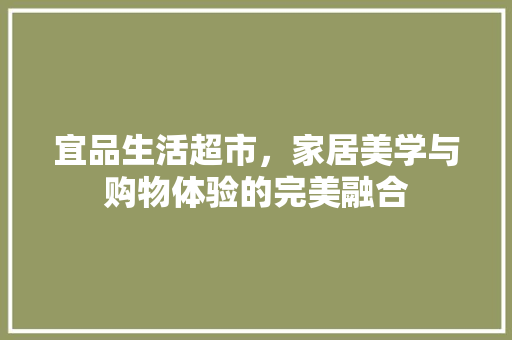 宜品生活超市，家居美学与购物体验的完美融合