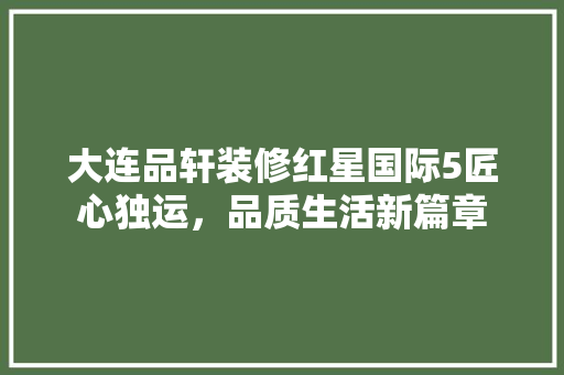 大连品轩装修红星国际5匠心独运，品质生活新篇章