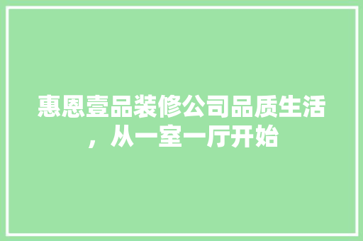 惠恩壹品装修公司品质生活，从一室一厅开始  第1张