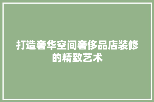 打造奢华空间奢侈品店装修的精致艺术