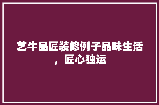 艺牛品匠装修例子品味生活，匠心独运