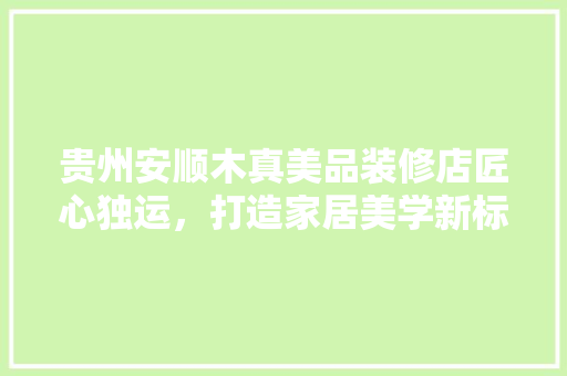 贵州安顺木真美品装修店匠心独运，打造家居美学新标杆