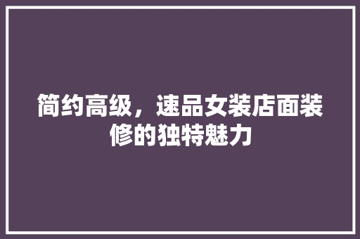 简约高级，速品女装店面装修的独特魅力
