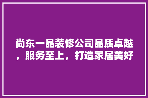 尚东一品装修公司品质卓越，服务至上，打造家居美好空间