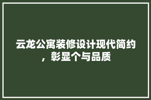 云龙公寓装修设计现代简约，彰显个与品质  第1张