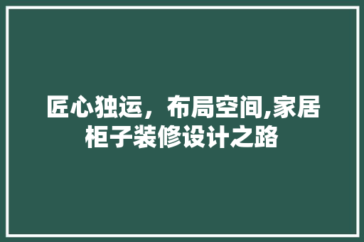 匠心独运，布局空间,家居柜子装修设计之路