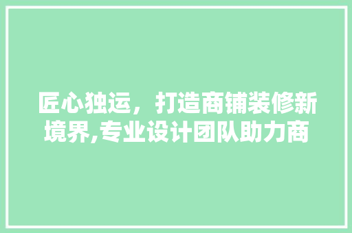 匠心独运，打造商铺装修新境界,专业设计团队助力商业空间焕新