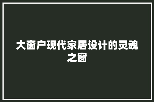 大窗户现代家居设计的灵魂之窗