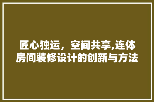匠心独运，空间共享,连体房间装修设计的创新与方法