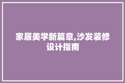 家居美学新篇章,沙发装修设计指南