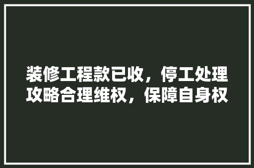 装修工程款已收，停工处理攻略合理维权，保障自身权益