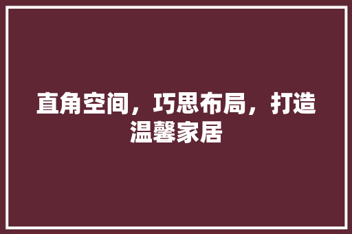 直角空间，巧思布局，打造温馨家居  第1张