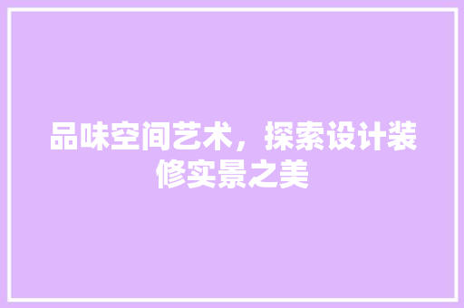 品味空间艺术，探索设计装修实景之美