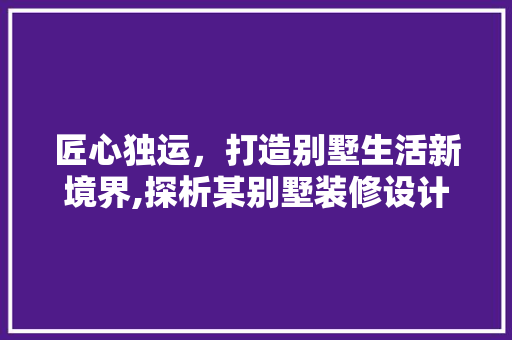 匠心独运，打造别墅生活新境界,探析某别墅装修设计书