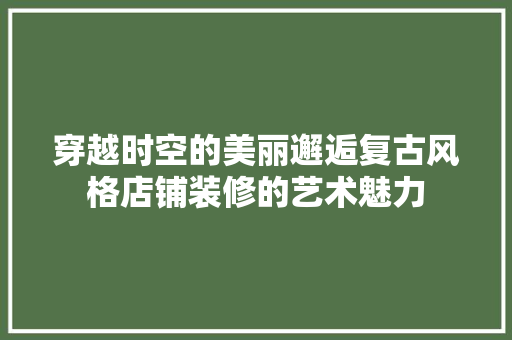 穿越时空的美丽邂逅复古风格店铺装修的艺术魅力