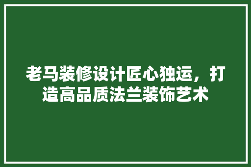 老马装修设计匠心独运，打造高品质法兰装饰艺术