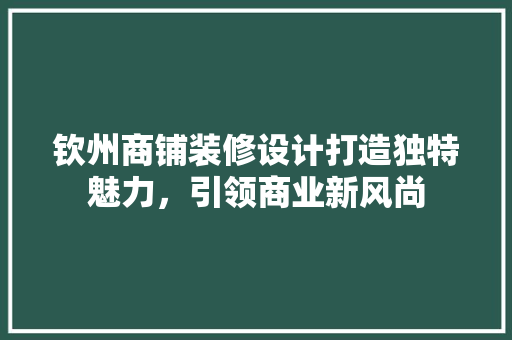 钦州商铺装修设计打造独特魅力，引领商业新风尚
