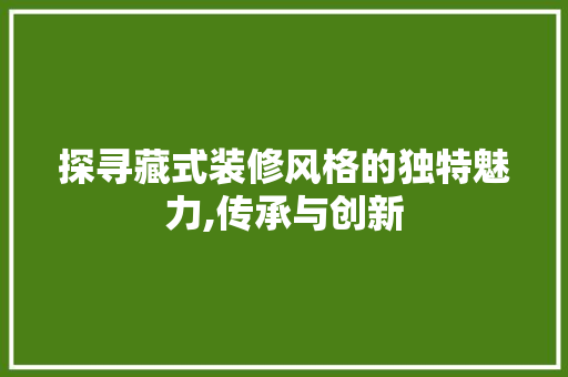 探寻藏式装修风格的独特魅力,传承与创新