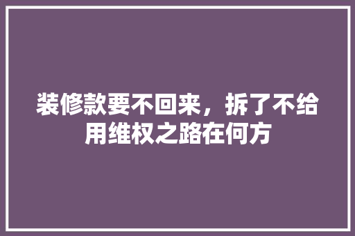 装修款要不回来，拆了不给用维权之路在何方  第1张