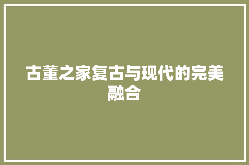 古董之家复古与现代的完美融合