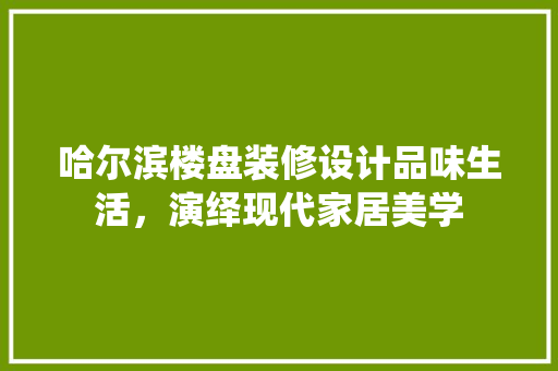 哈尔滨楼盘装修设计品味生活，演绎现代家居美学
