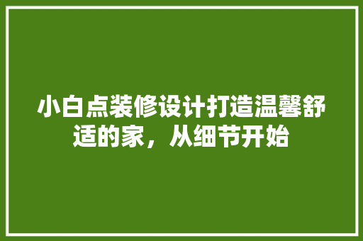 小白点装修设计打造温馨舒适的家，从细节开始