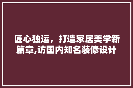 匠心独运，打造家居美学新篇章,访国内知名装修设计名师