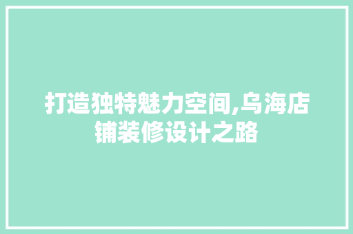 打造独特魅力空间,乌海店铺装修设计之路
