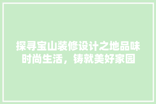 探寻宝山装修设计之地品味时尚生活，铸就美好家园