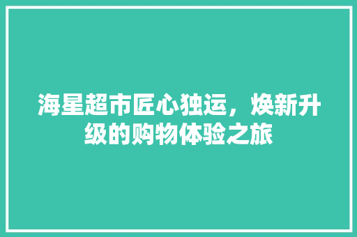 海星超市匠心独运，焕新升级的购物体验之旅
