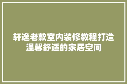 轩逸老款室内装修教程打造温馨舒适的家居空间