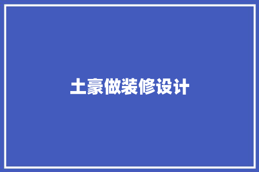 土豪做装修设计